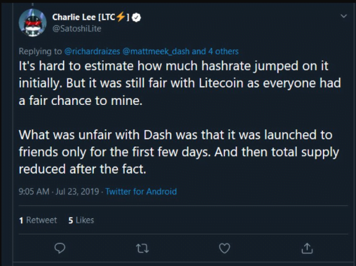 usunięty tweet Charlie Lee