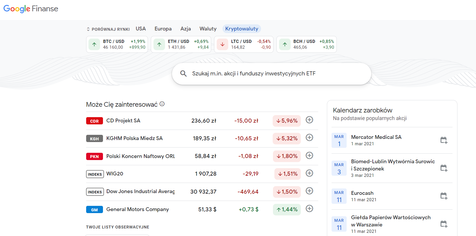 google finanse