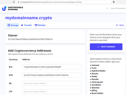 manage unstoppable domains