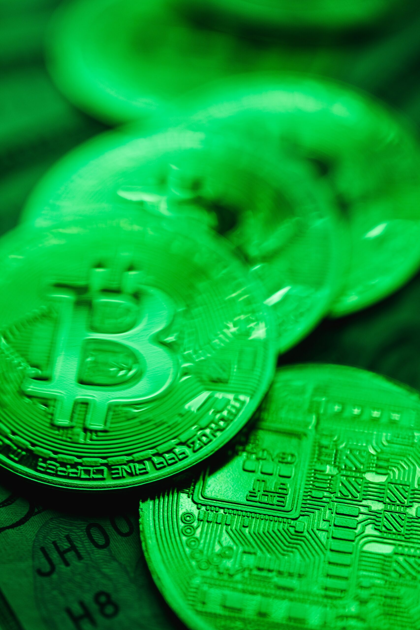 Podświetlone na zielono Bitcoiny