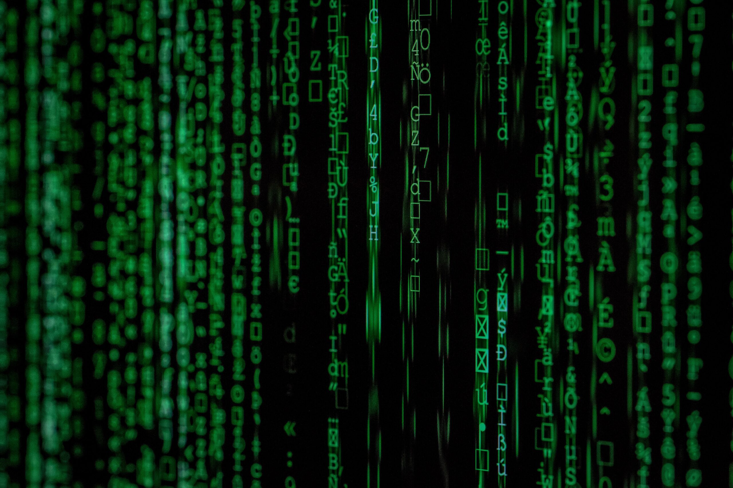 widok cyfr kodu z filmu Matrix