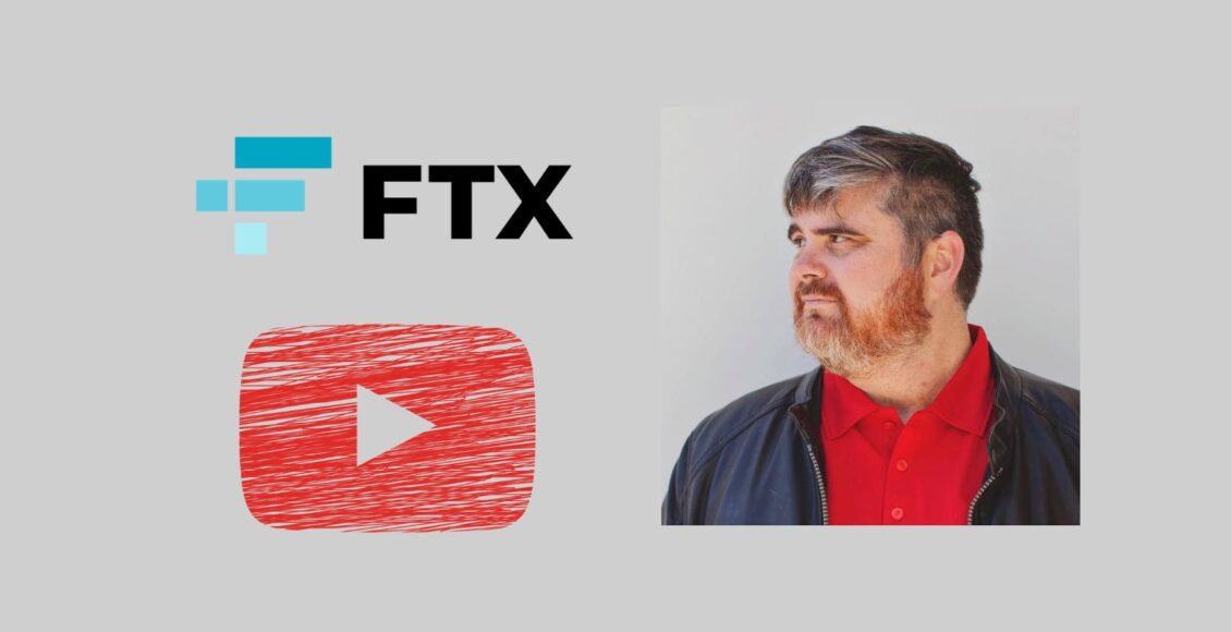 BitBoy Crypto patrzący na logo FTX i niewyraźne logo YouTube