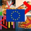 zakazane plastikowe naczynia z logiem unii europejskiej na czele