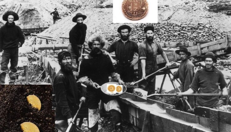 Górnicy w czasie gorączki złota z monetami BTC