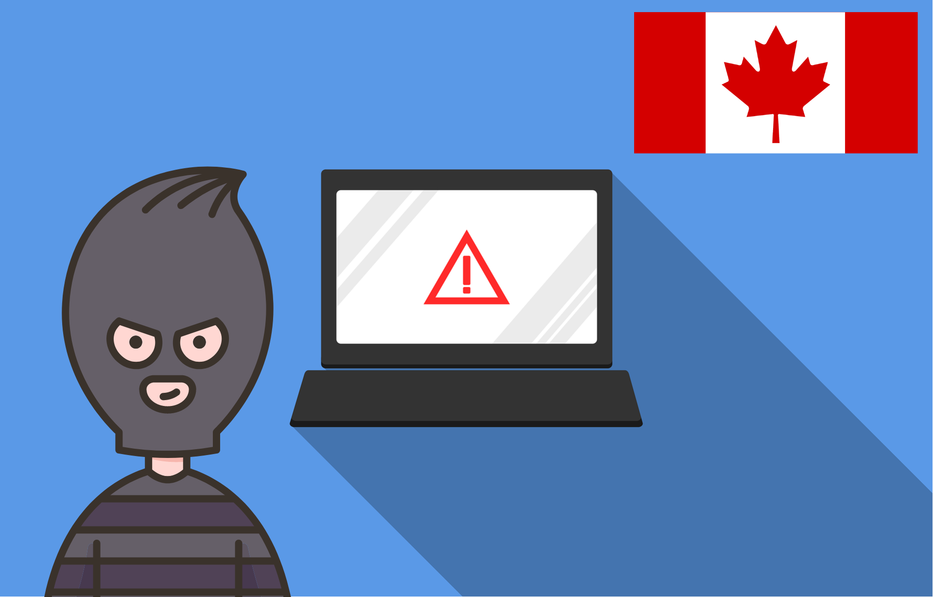 Złodziej, laptop i flaga kanady