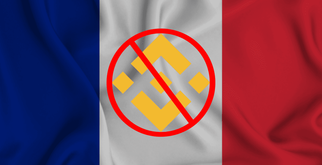 binance zbanowane na tle flagi francji
