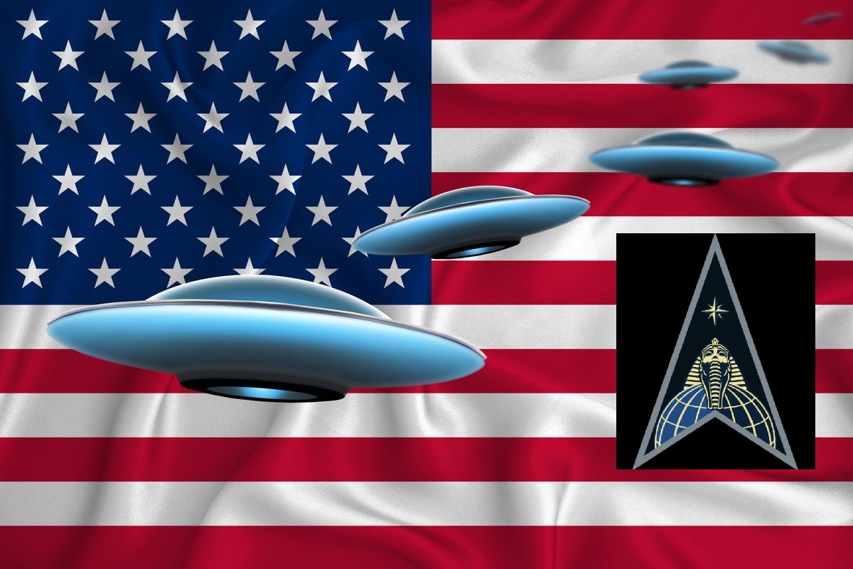 Flaga USA z logo Space Delta 18