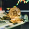 moneta Bitcoin na tle ekranu