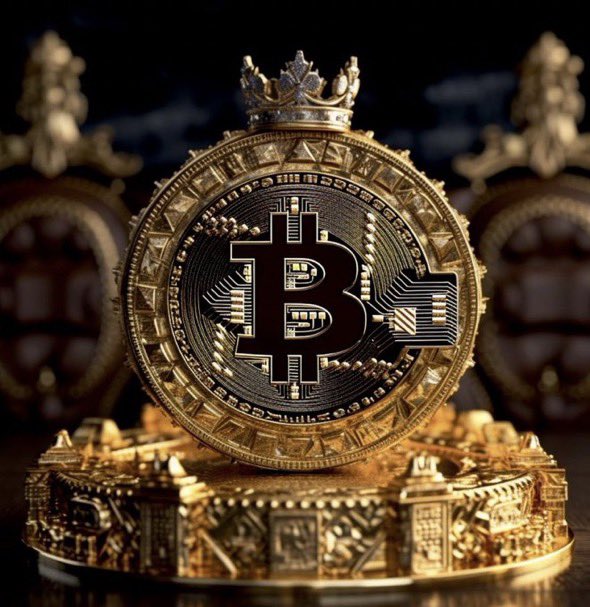 Złota moneta Bitcoin w koronie
