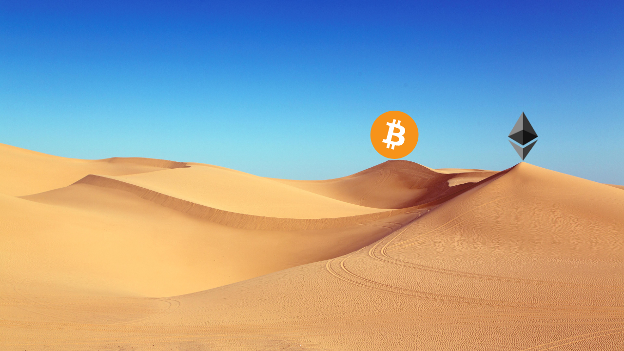 pustynia na której jest tylko bitcoin i ethereum