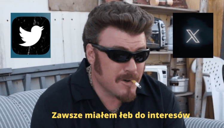 scena z chłopaków z baraków z logiem twittera i x app