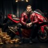 skradzione kryptowaluty, czerwony motocykl