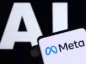 logo firmy Meta widoczne na telefonie z napisem AI w tle