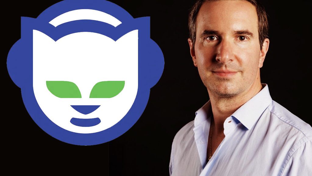 logo firmy Napster i szef firmy Jon Vlassopulos