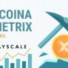 kilof wykopujący skałę, ikona grayscale i btc
