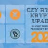 Grafika z kolażem logotypów kryptowalut bitcoinowych wraz z pytaniem czy bitcoin upada