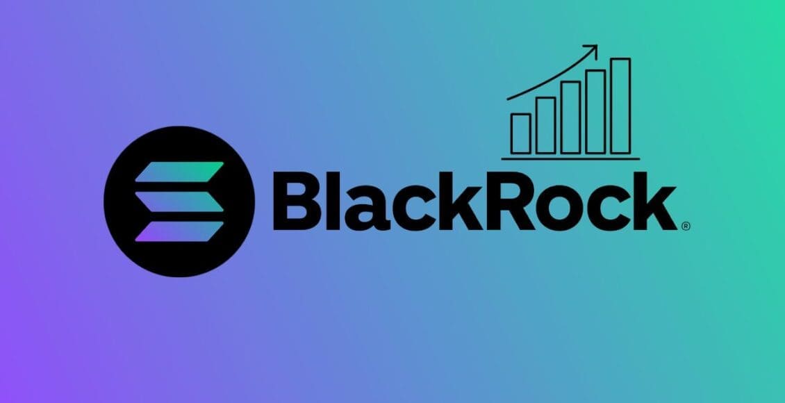 Logo BlackRock oraz Solany na tle kolorystycznym Solany czyli zielono-granatowym