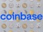 Logo coinbase na tle kolekcji monet kryptowalutowych