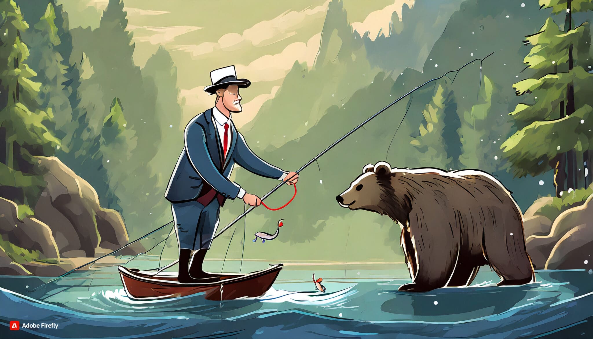 Makler giełdowy łowi niedźwiedzie przy strumyku