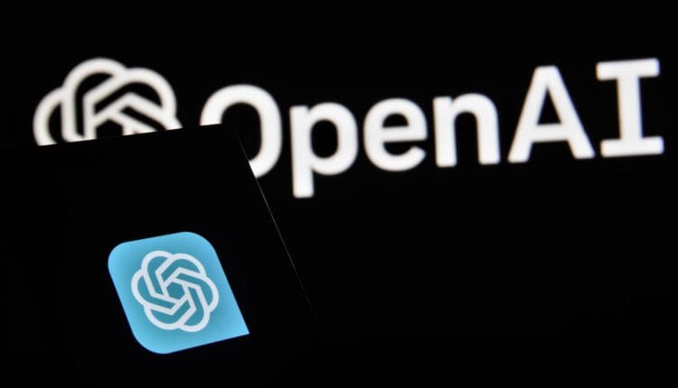 Logo OpenAI na czarnym tle