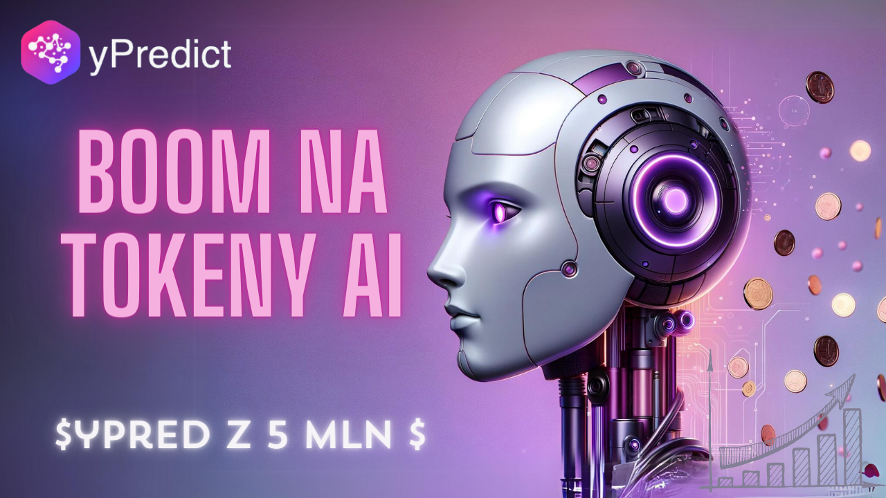 Robot sztucznej inteligencji na tle fioletowej grafiki