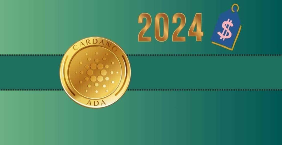 Logo Cardano na złotej monecie z dopiskiem '2024'