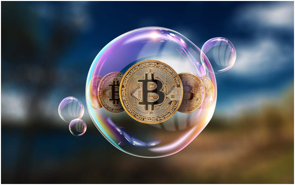 Wizerunek monety Bitcoin w szklanej bańce