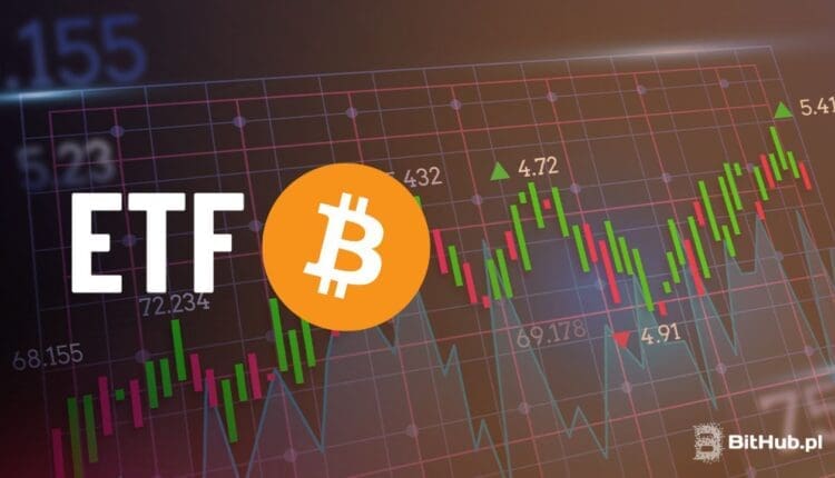 grafika przedstawiająca wykres i bitcoin ETF