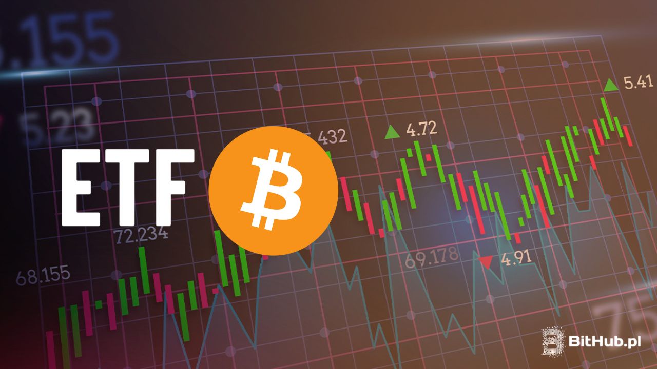 grafika przedstawiająca wykres i bitcoin ETF