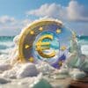 cyfrowe euro wyłaniające się z morskiej piany