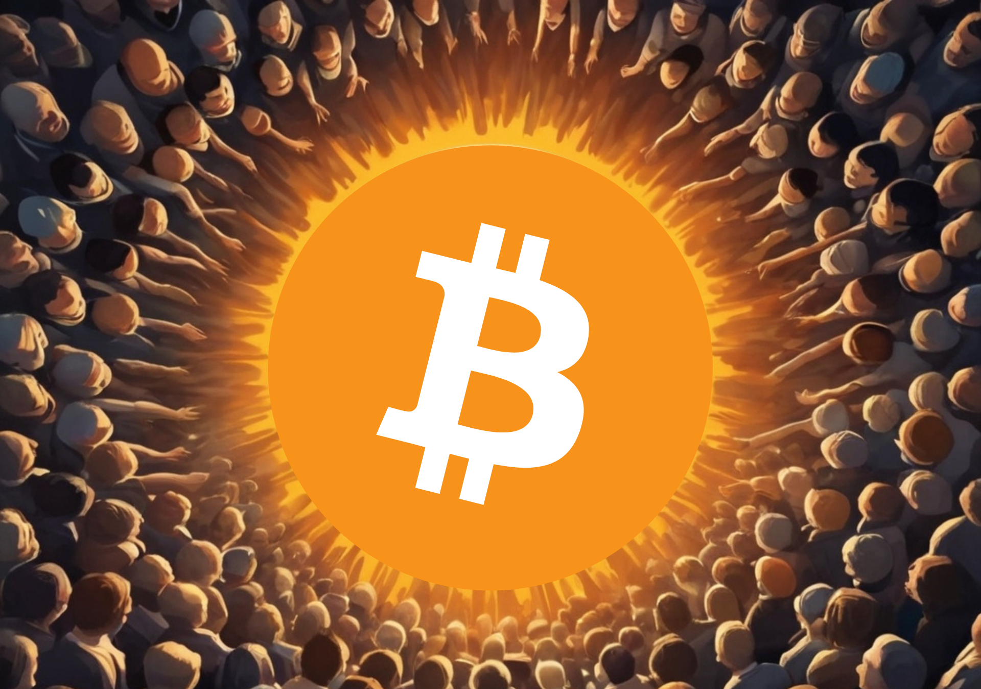 Bitcoin, tłum ludzi