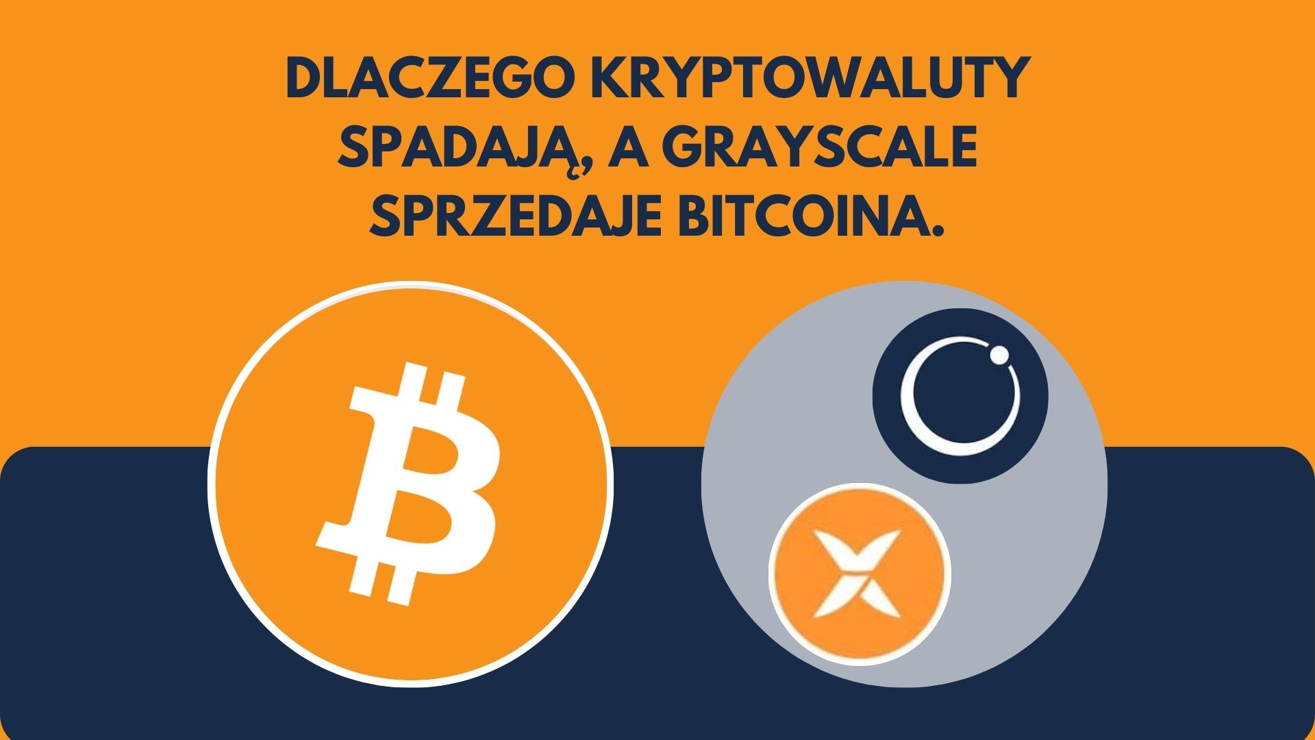 Grafika pomarańczowo-granatowa przedstawiająca logo Bitcoina oraz Bitcoin Minetrix