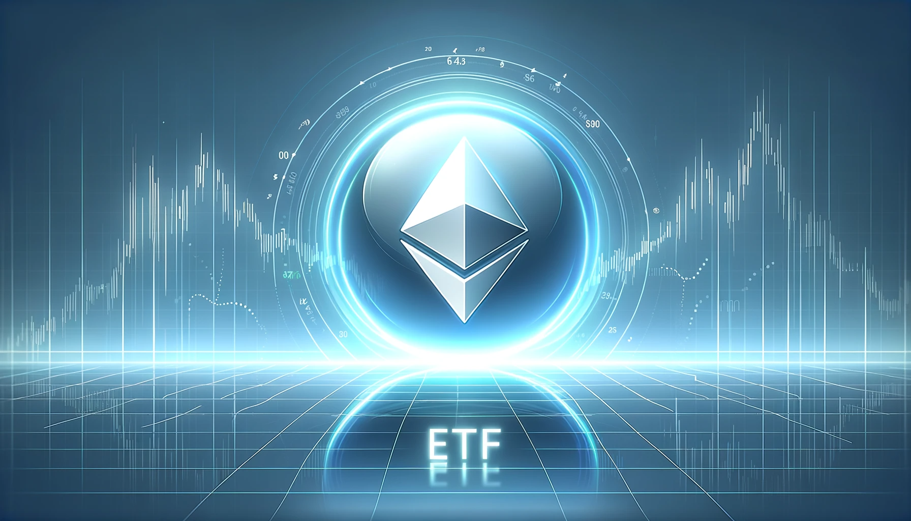Grafika jasnoniebieska przedstawiająca Ethereum ETF