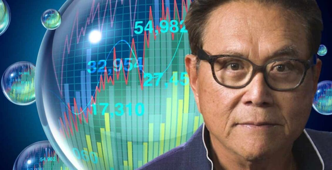 Robert Kiyosaki z cenami i wykresem w tle