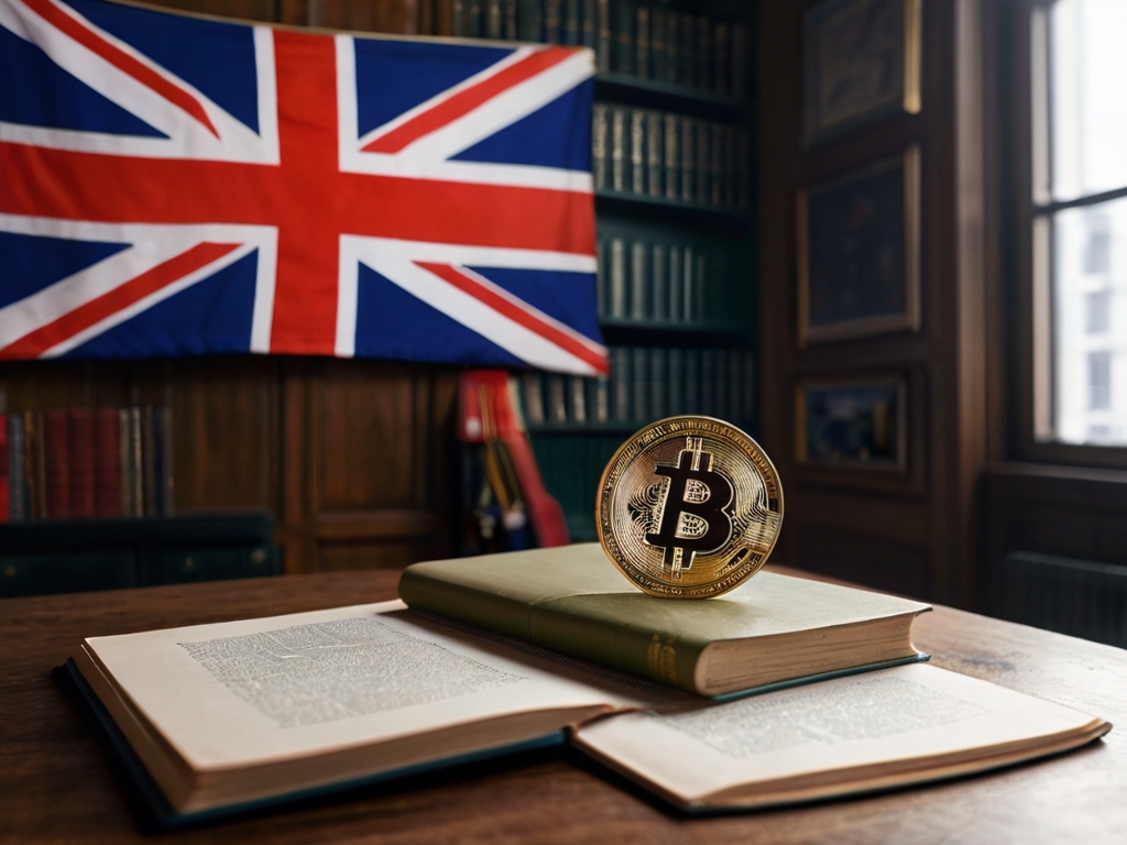 Prawo, Bitcoin, flaga Wielkiej Brytanii, gabinet