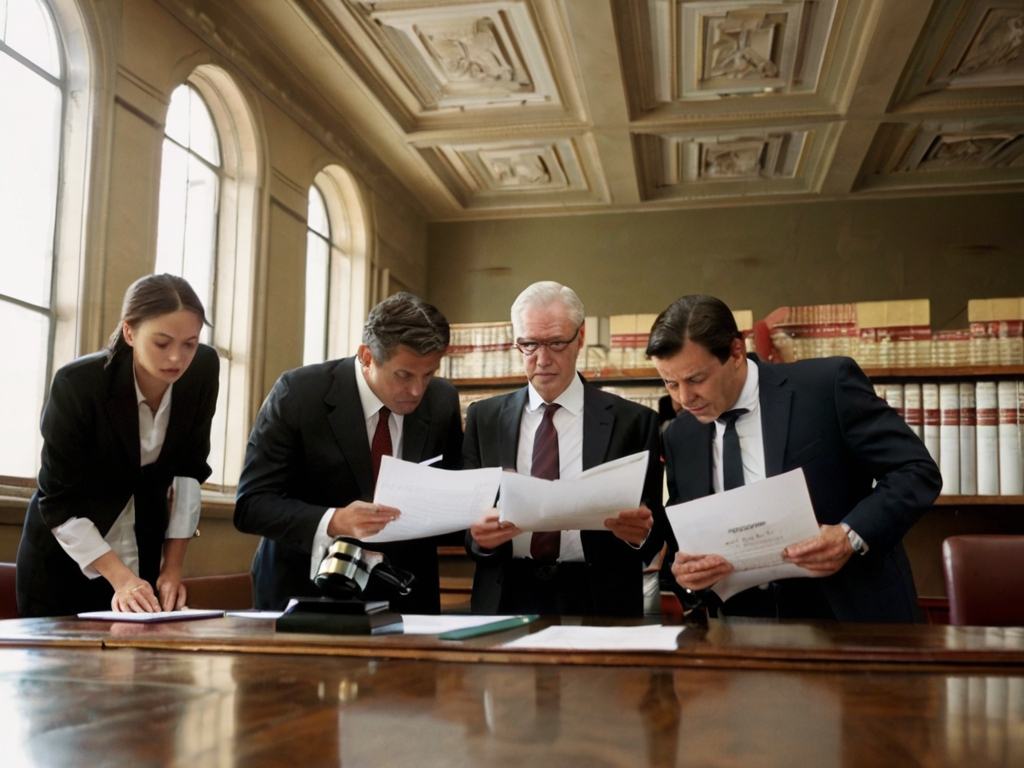 Prawnicy omawiają dokumenty przy biurku