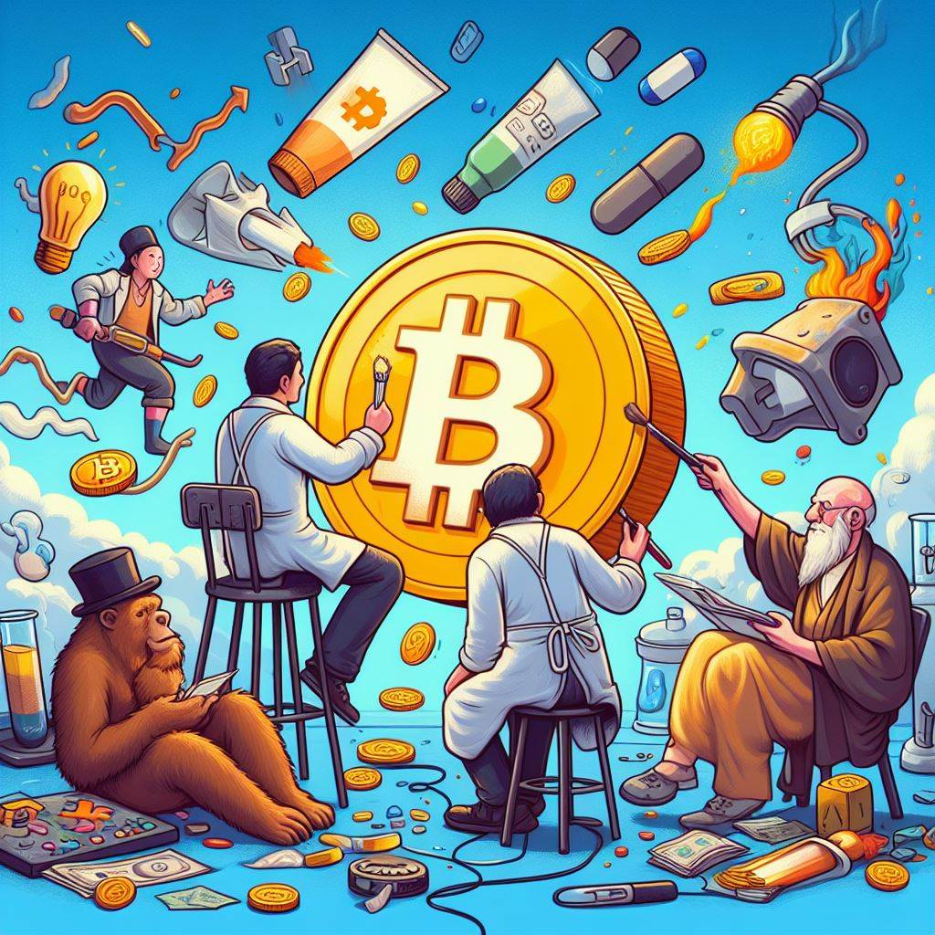 Bitcoin otoczony przez malarzy