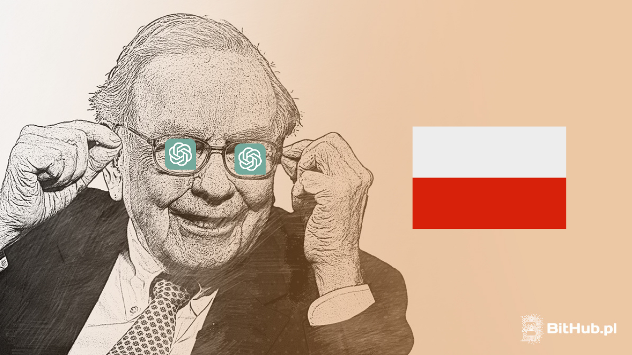 Warren Buffett z oczyma ChatGPT, w tle polska flaga