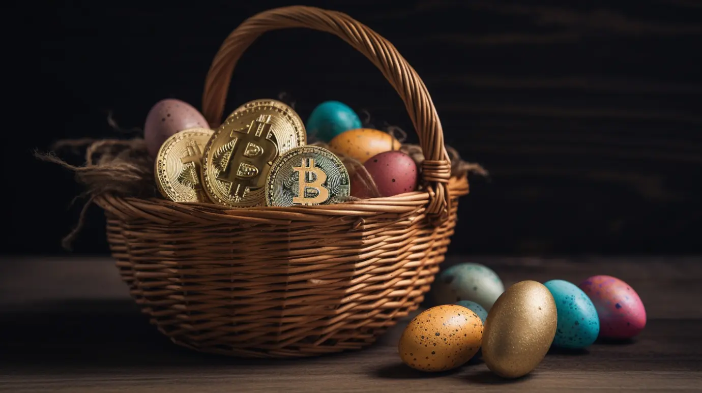 Bitcoin i jajka w koszyki wielkanocnym