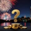 altcoin ze znakiem zapytania, fajerwerki w tle