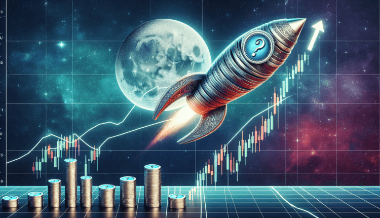 Rakieta, księżyc w tle, kryptowaluty