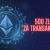 Ethereum na niebieskim tle z komentarzem "500 zł za transakcję?" i zszokowanym emoji