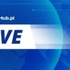 Napis 'Bithub Live' z niebieską grafiką z niebieskim globem ziemskim w tle