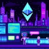 Ethereum, w tle miasto ze starej gry video