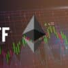 Grafika przedstawiająca wykres na tle którego jest Ethereum oraz napis ETF