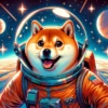 Pieseł w stroju astronauty w kosmosie.
