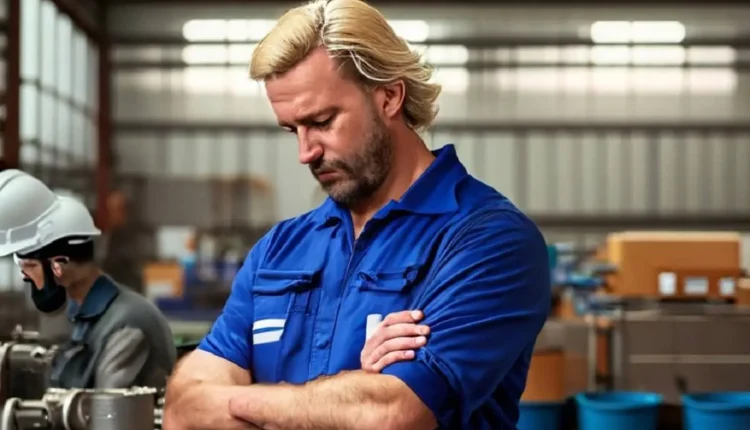 załamany pracownik fabryki