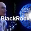 Robot AI symbolizujący AI i logo BlackRock