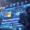 człowiek stojący przed ekranem na którym jest logo microsoft