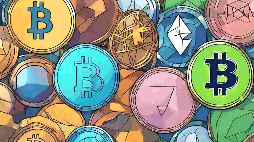 Kryptowaluty w formie monet w stylu komiksowym (Bitcoiny i Ethereum)